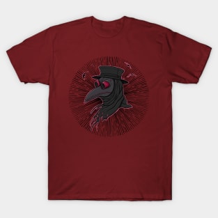 Pink Creepy Plague Doctor Steampunk Style Illustration T-Shirt